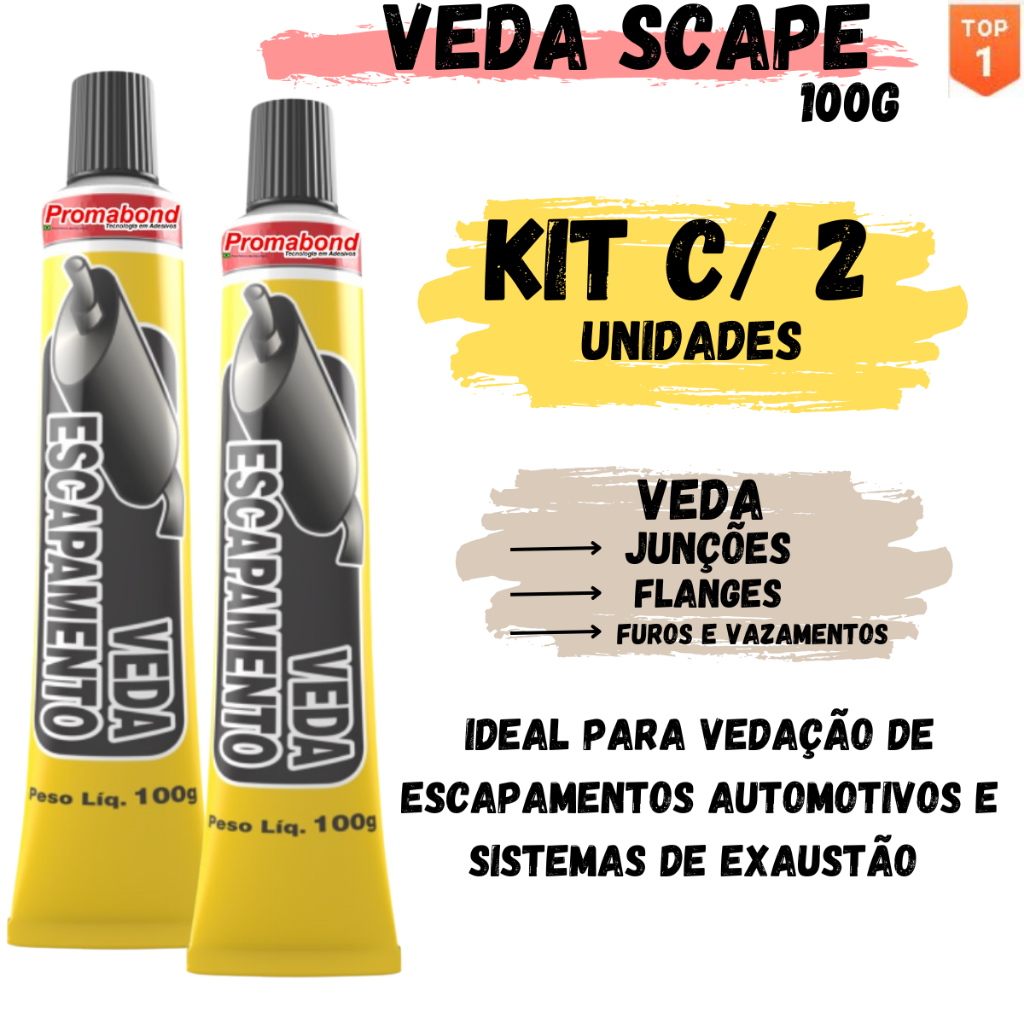 KIT C/2 Veda Escapamento de alta temperatura PROMABOND 100g vedascap em Oferta na Shopee