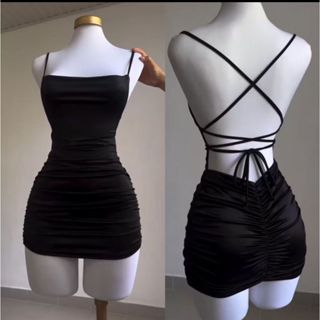 Vestido Curto Empina Bum Bum Franzido Costa Nua Suplex Premium (Eloa) em Oferta na Shopee