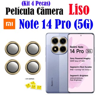 KIT(4 Pecas)Película Câmera Liso Note 14 Pro 5G XiaoMi Anel De Metal Protetor De Câmera Vidro Temperado em Oferta na Shopee