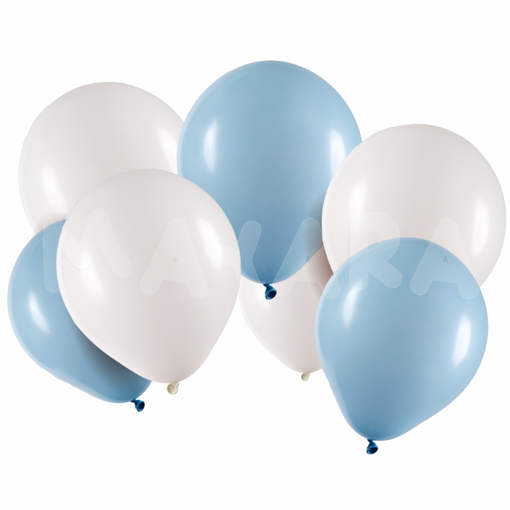 Balão - Bexiga Azul Baby c/ Branco 8 Polegadas 75 unidades sortidos