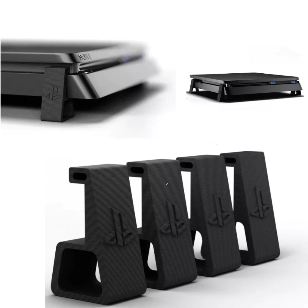 Kit Suporte Para Playstation 4 Ps4 Slim Horizontal Pezinho - Estável, Resistente, Pronta Entrega