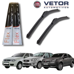 Par Palhetas Dianteiras Premium Fiat Siena (1997 a 2016) Limpador Para-brisa Original Vetor