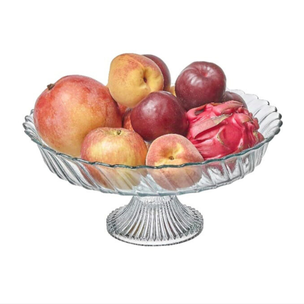 Centro De Mesa Fruteira Saladeira de Vidro com Pé Diazão