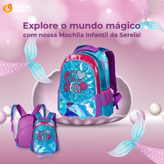 🔥【Alta Qualidade】Mochila Infantil Escolar Sereia Brilhante Bolsa Menina Resistente KMA4312-WB carol em Oferta na Shopee