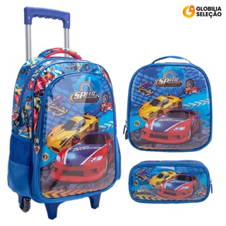 Mochila Escolar Infantil de Rodinhas Menino Bolsa Resistente Impermeável Com Lancheira e Estojo BMA9712CE-KIT Kit em Oferta na Shopee
