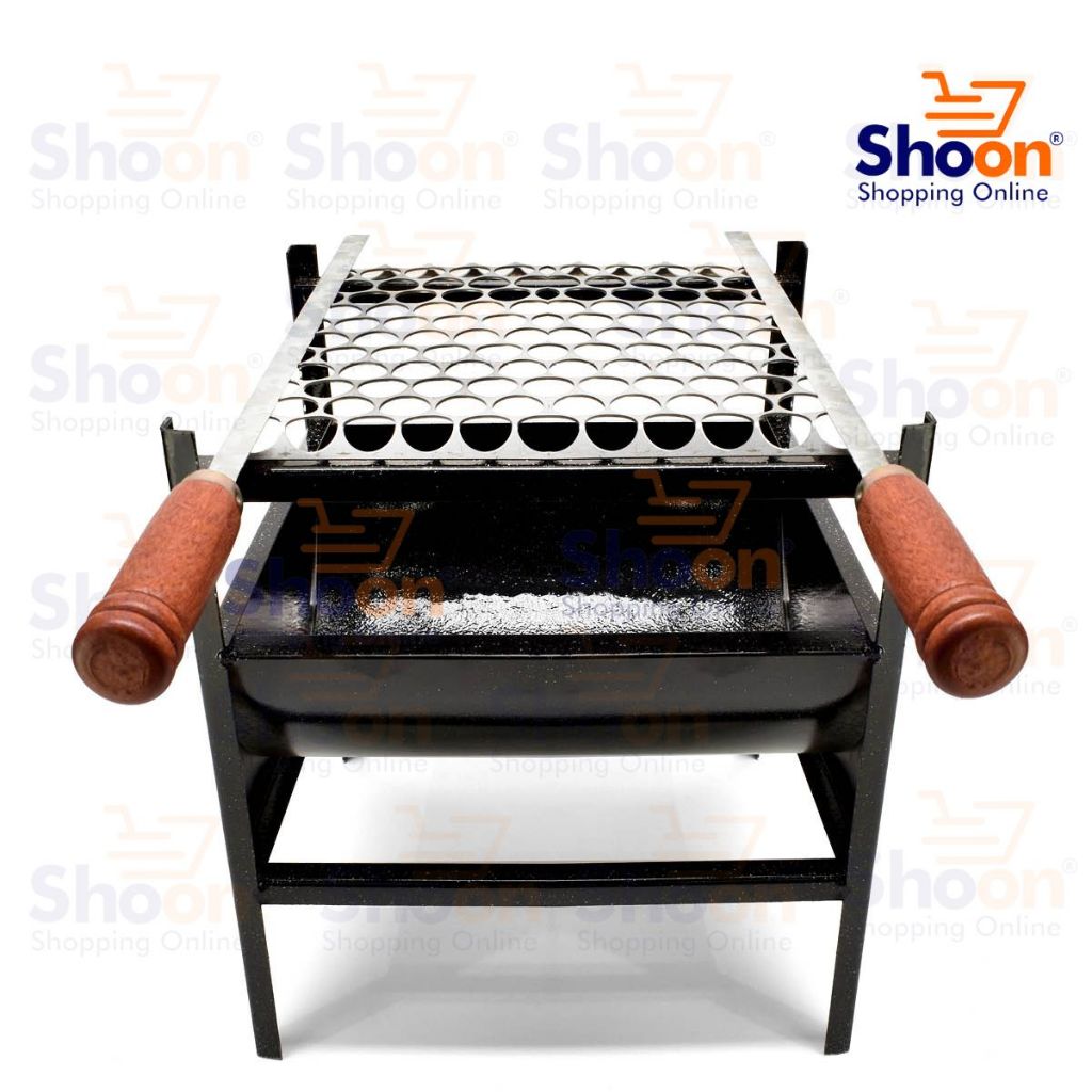 Churrasqueira Portátil Aberta com Grelha e Alça Madeira Ideal para Camping e Pesca