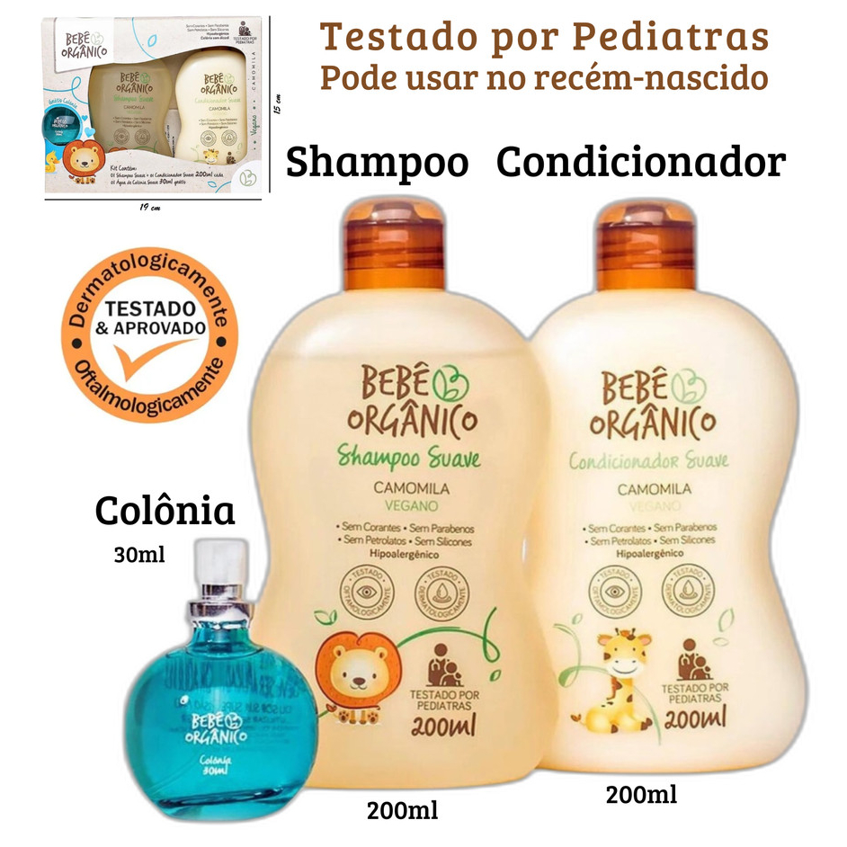 Kit Shampoo Condicionador Colônia Sem Álcool 30 ml - Bebê Orgânico Recém-Nascido Natural 430ml — imagem 2 de 2