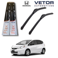 Par Palhetas Dianteiras Premium Honda Fit (2009 a 2014) Limpador Para-brisa Original Vetor