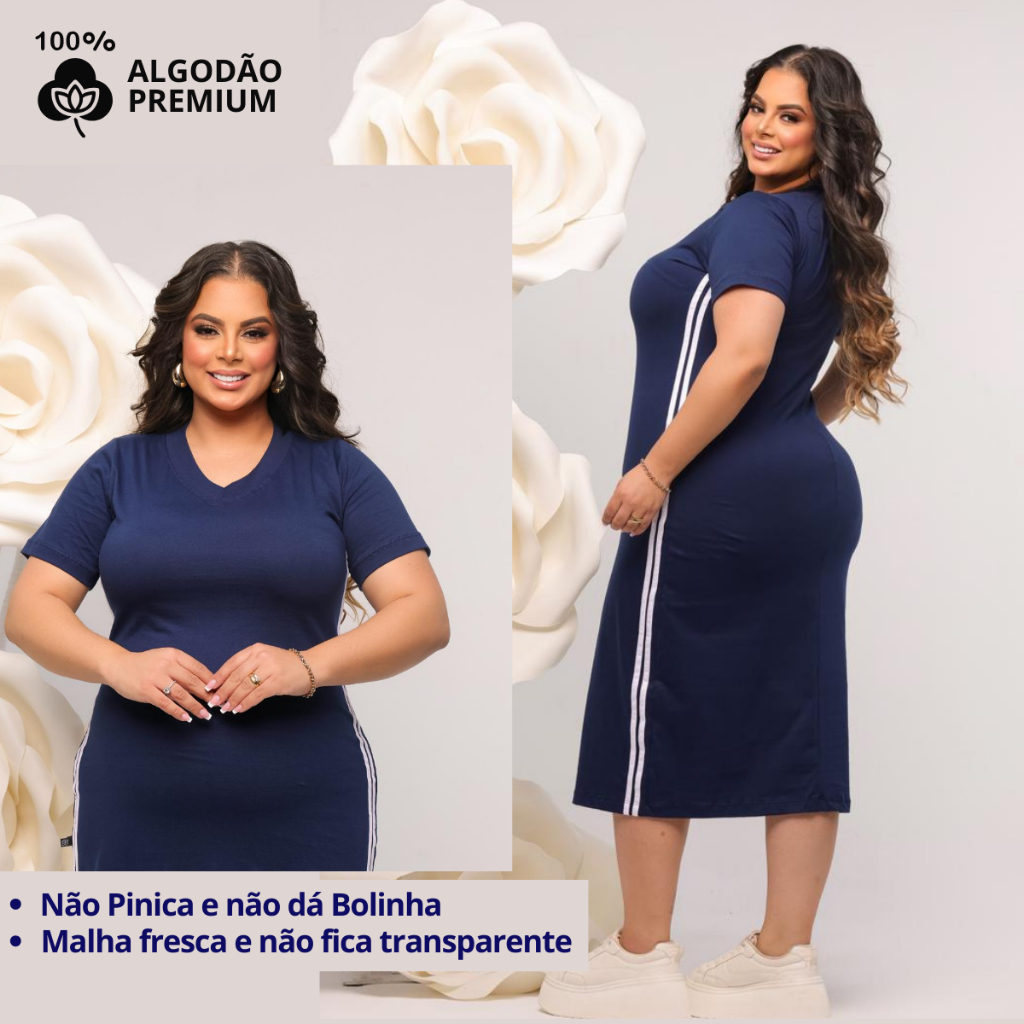 Vestido Midi Plus Size com Faixas Laterais Branca Track Conforto e Elegância para Mulheres da Moda Maior e Moda modesta