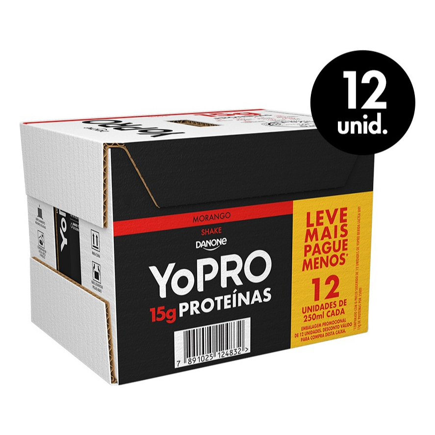 Pack YoPRO Morango 15g Protein 250ml x12 unidades - Health