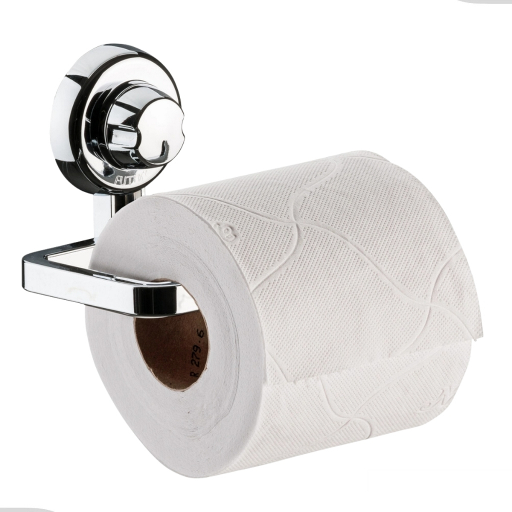 Suporte Porta Papel Higienico Papeleira Banheiro com Fixação Ventosa Cromado Future - Home & Living