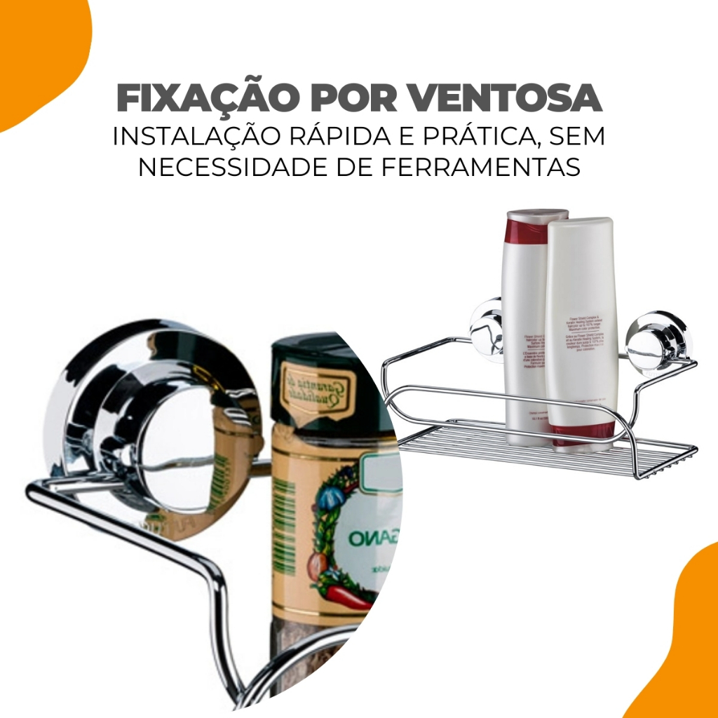 Detalhes do Suporte Porta Cozinha Porta Condimentos Ventosa Sem Furo Cromado Future