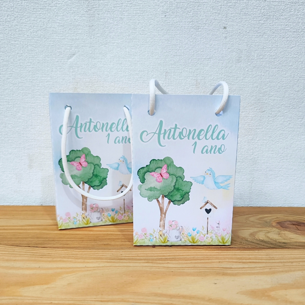 SACOLA PARA LEMBRANCINHA PERSONALIZADA JARDIM ENCANTADO BORBOLETAS | SACOLINHA PERSONALIZADA FESTA INFANTIL BORBOLETAS