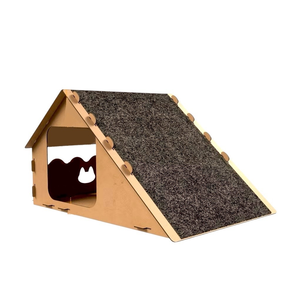 Casinha de Gato Toca em MDF Com Arranhador de Carpete Casa de Gato em Oferta na Shopee