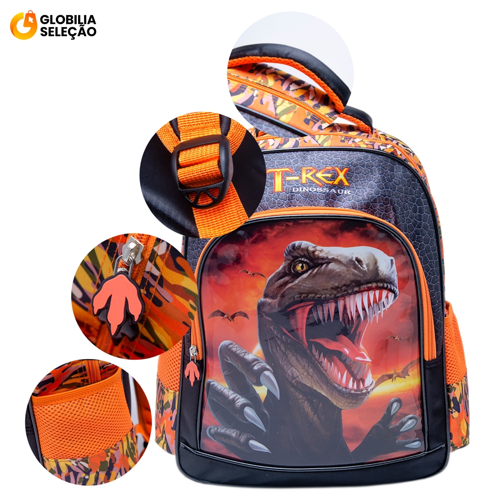 Mochila Infantil Menino Escolar Dinossauro De Desenho Animado Impermeável MA5619