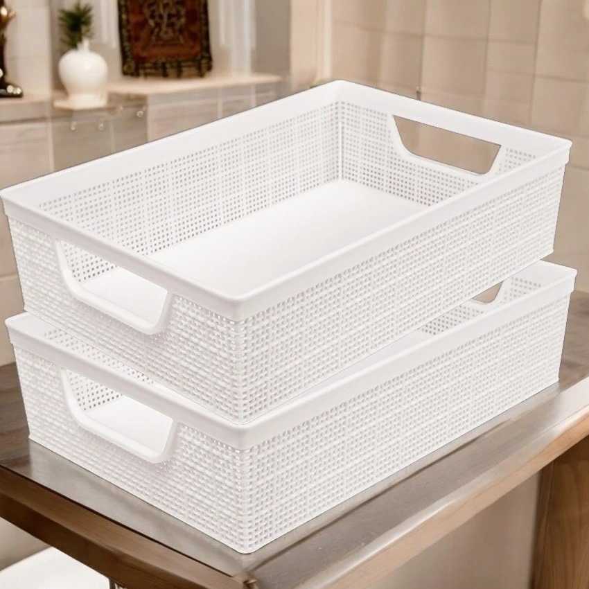 Kit 2 Cestos Organizador 5,2 Litros Lavanderia Armário Cozinha Banheiro 5,2 Litros 33 x 23
