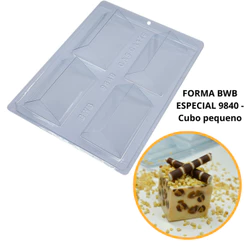 1~4 Formas silicone bwb p/chocolate (3partes) cod 9840 - Cubo Pequeno Peso Casquinha: 12g (CHOCO)