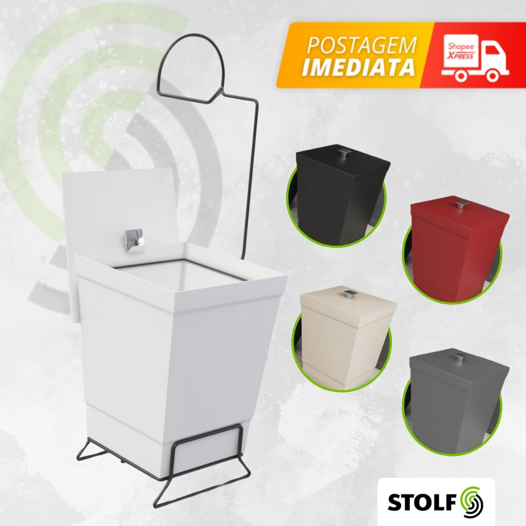 Lixeira Banheiro Com Suporte Papel Higiênico Cesto Stolf Bonita Sofisticada