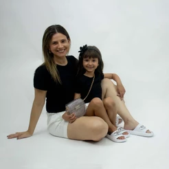 Kit Mae e Filha com 2 Pares de Chinelo Slide Nuvem Nº 25 ao 40 Feminino Menina Sandalia Corrente K36