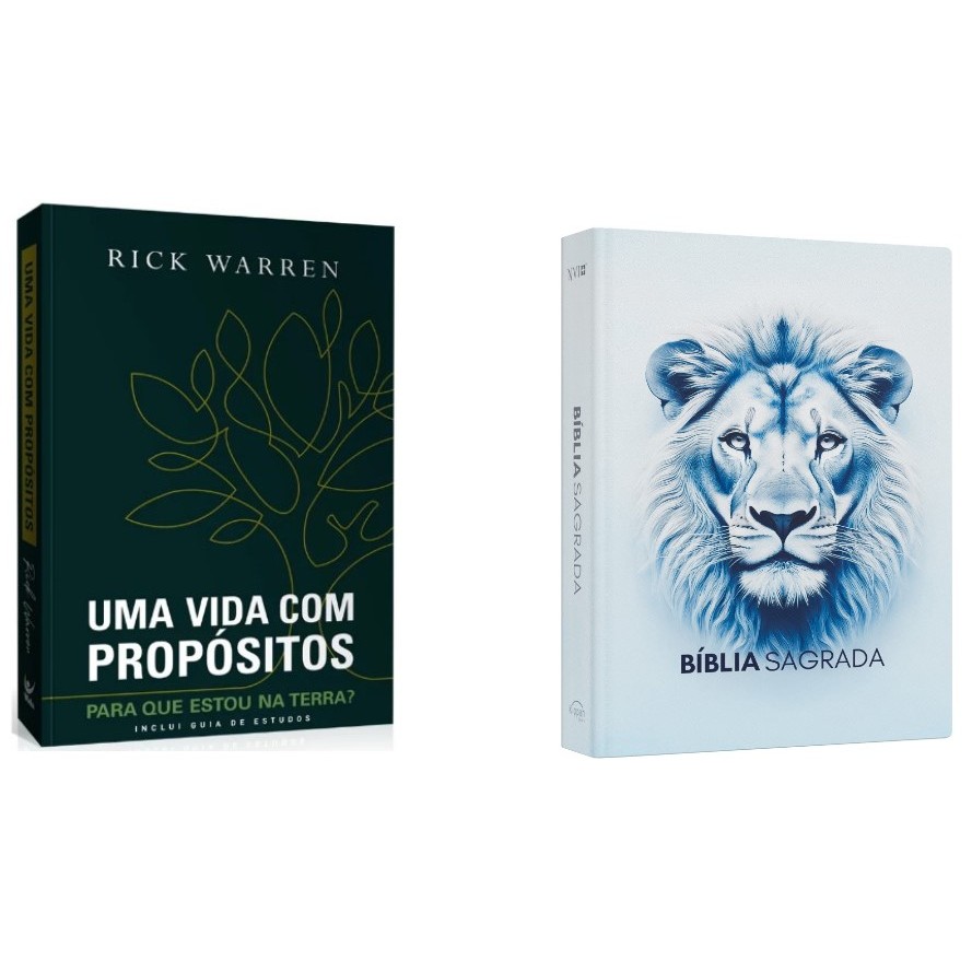 Kit Uma Vida Com Propósito + Bíblia Sagrada | NVI | Leão Luz em Oferta na Shopee