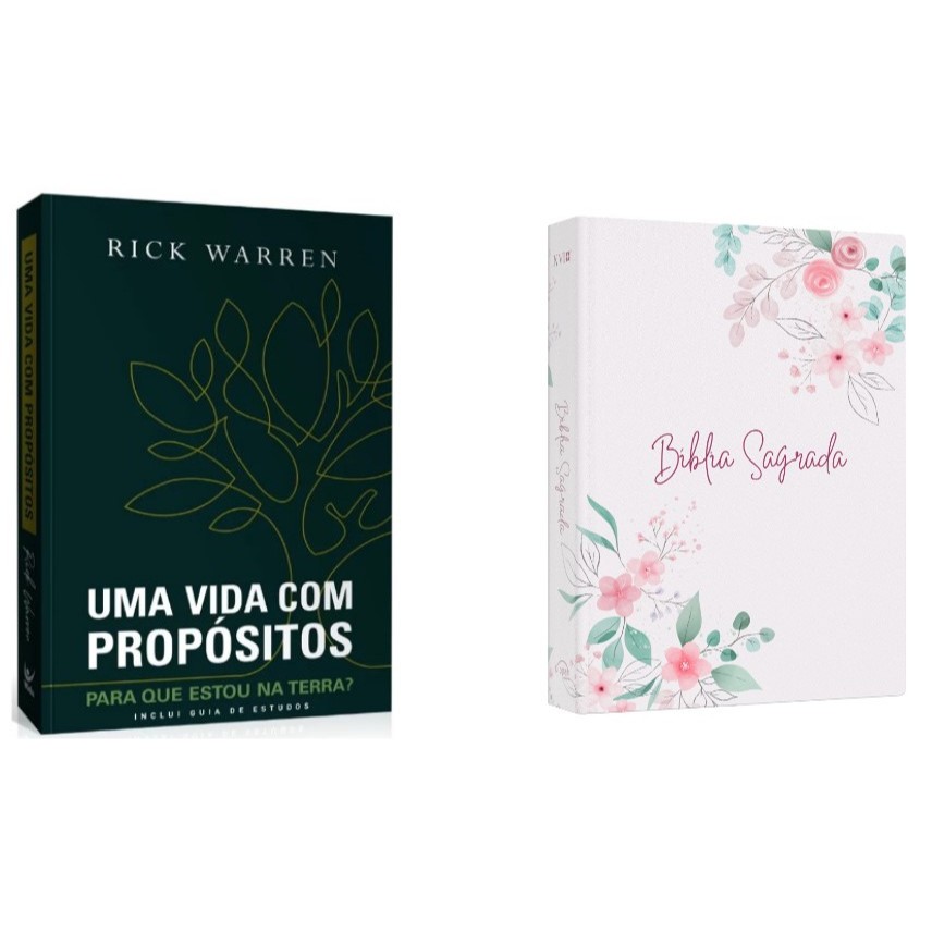Kit Uma Vida Com Propósito + Bíblia Sagrada | NVI | Jardim da Fé - Books & Magazines