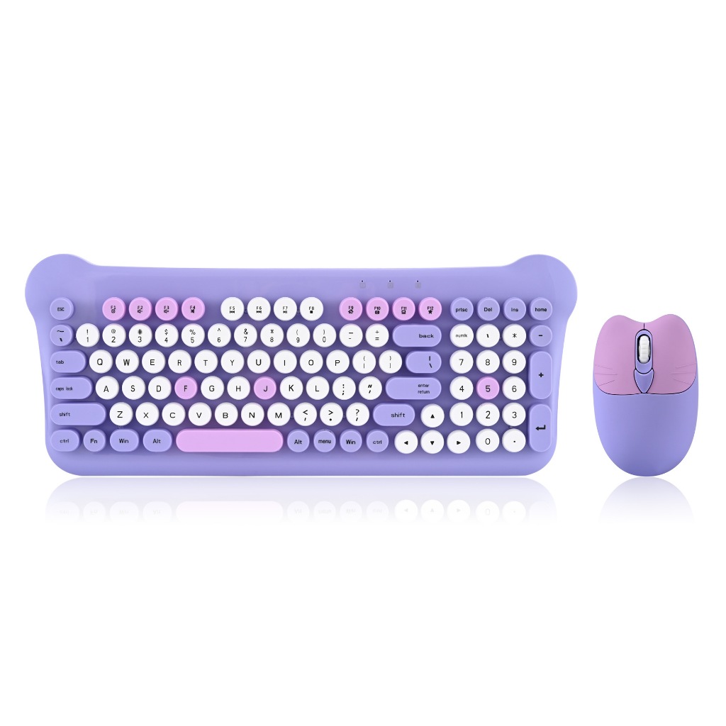kit Teclado e Mouse Colorido Bonito Desenho animado Conexão Sem Fio de 2,4 Ghz para Laptop à prova d'água em Oferta na Shopee