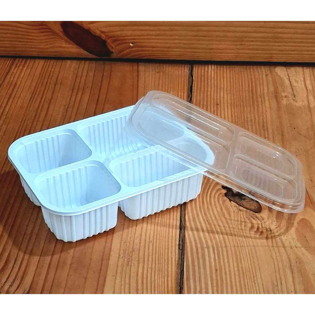 12 Marmitas 1200ml 4 Divisórias c/Tampa para Delivery Freezer e Microondas Reutilizável