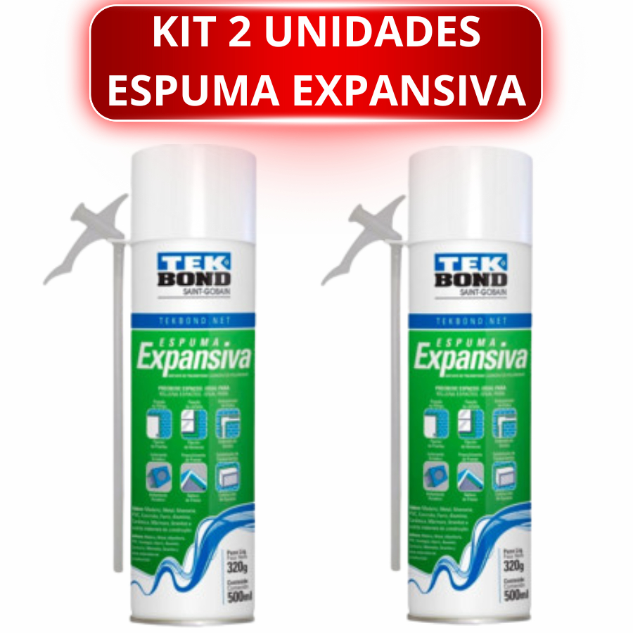KIT 2 Espumas Pu Expansiva 500ml / 340g Poliuretano TEKBOND em Oferta na Shopee