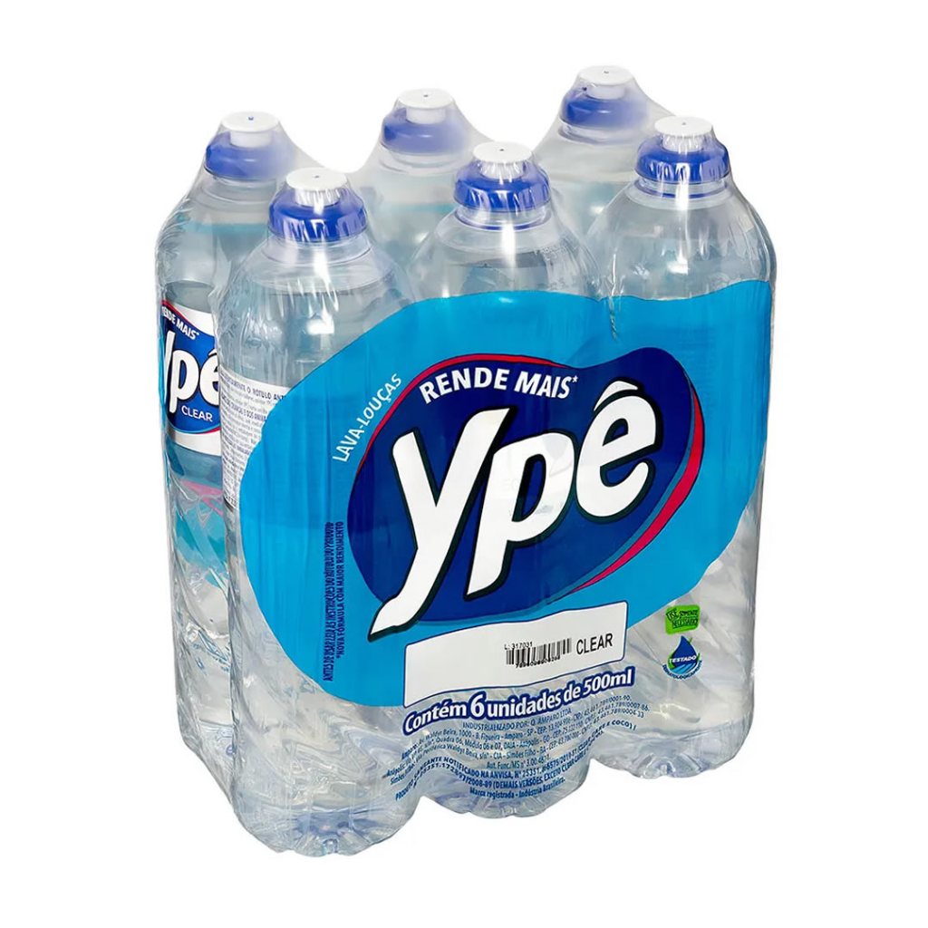 Detergente Ypê Clear 500ml - Kit com 6 Unidades e 10% OFF!