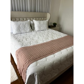 Peseira Manta Trança Sala Cama Queen Sofá Tricot 230x60cm