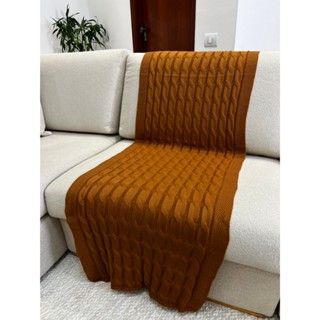 Peseira Manta Trança Sala Cama Casal Sofá Tricot 180x60cm
