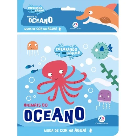 Detalhes do Livro Infantil para Bebê - Colorindo no Banho - Animais do Oceano