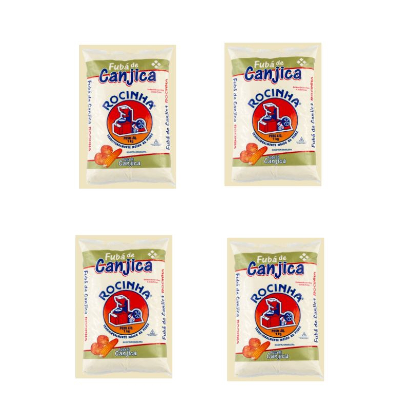 Kit com 4 unidades de Fubá de canjica (moído na pedra) rocinha 1Kg (Total 4kg)