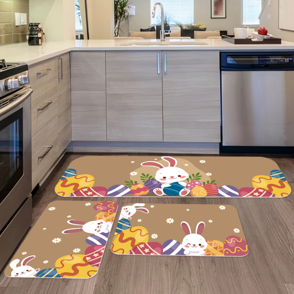 Tapetes de Cozinha 3 Peças Páscoa Decorativo Coelho Branco Antiderrapante DCORALA. em Oferta na Shopee