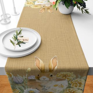 Trilho Caminho de Mesa Decorativo Páscoa 110X35cm Coelho e Flores FABRICANTES! em Oferta na Shopee