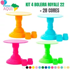 Kit 4 Boleira Royale 22 cm - Várias Cores