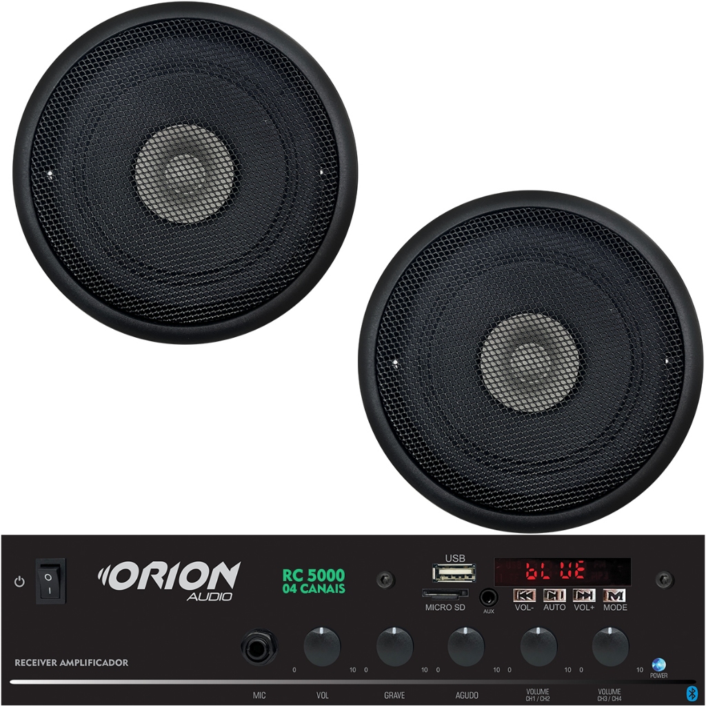 Amplificador Som Ambiente Bt 2ch 150w + 2 Caixas 5  Teto Pto em Oferta na Shopee