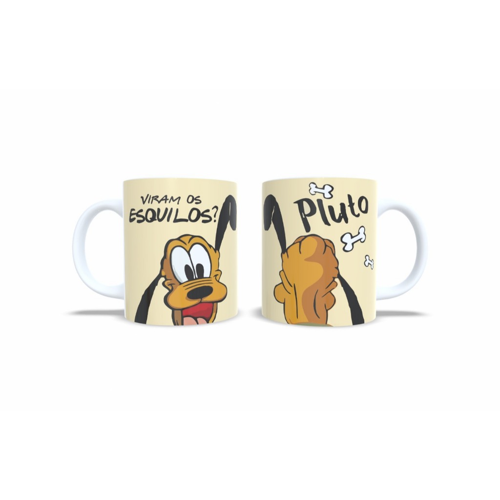 Caneca Personalizada Infantil Mickey Mouse Pluto Com Nome Presente Crianca Escolinha Personagens 548
