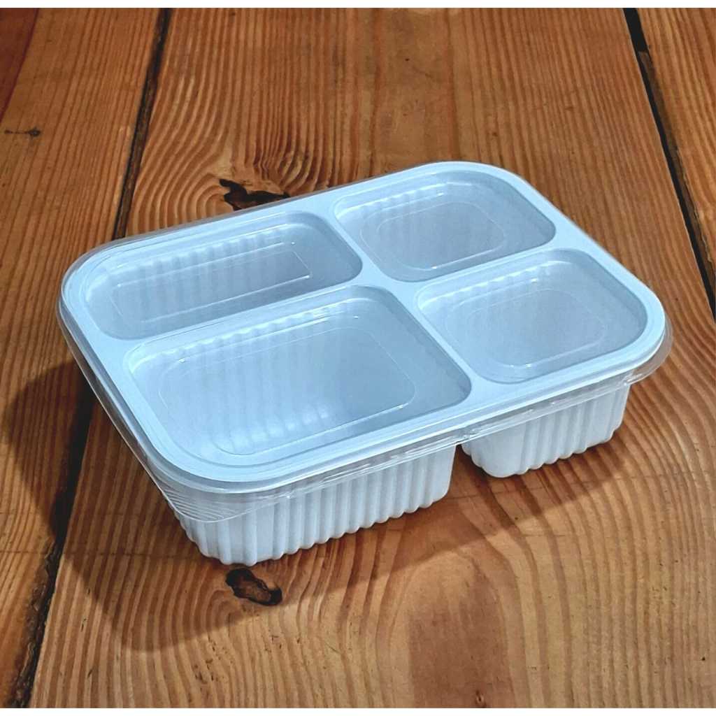 12 Marmitas 1200ml 4 Divisórias c/Tampa para Delivery Freezer e Microondas Reutilizável