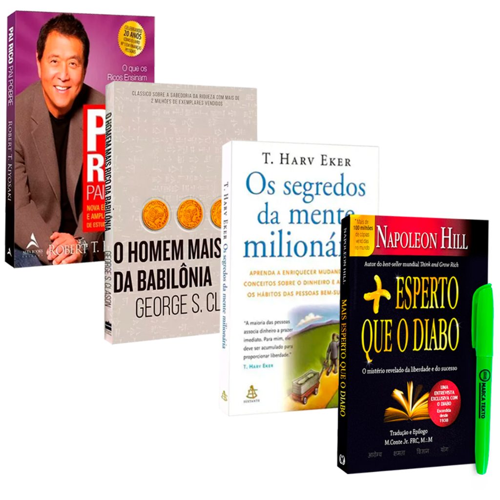 Os Segredos da Mente Milionária + Pai Rico + O Homem Mais Rico da Babilônia+Mais Esperto que o Diabo