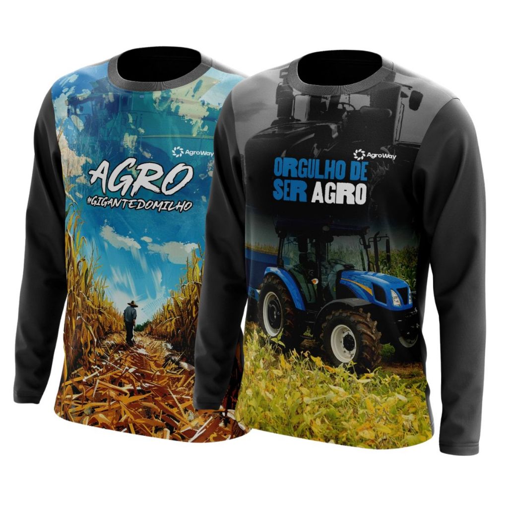 Kit 2 Camisa Camiseta Agro Proteção Solar UV Térmica Trator Agricultura Milho Trabalho Roça Campo