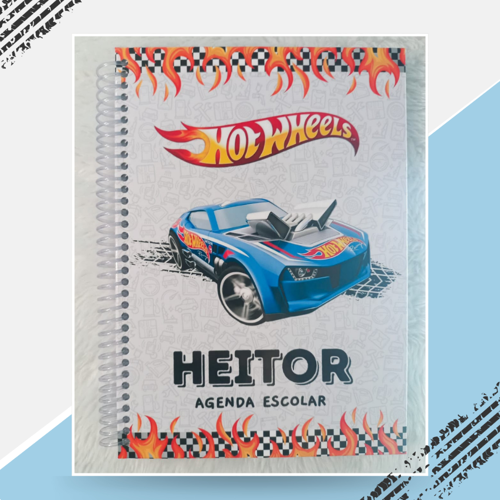 Agenda Escolar Infantil Personalizada  | Hot wheels | C/ 180 páginas Miolo Permanente  + Mimo Especial em Oferta na Shopee