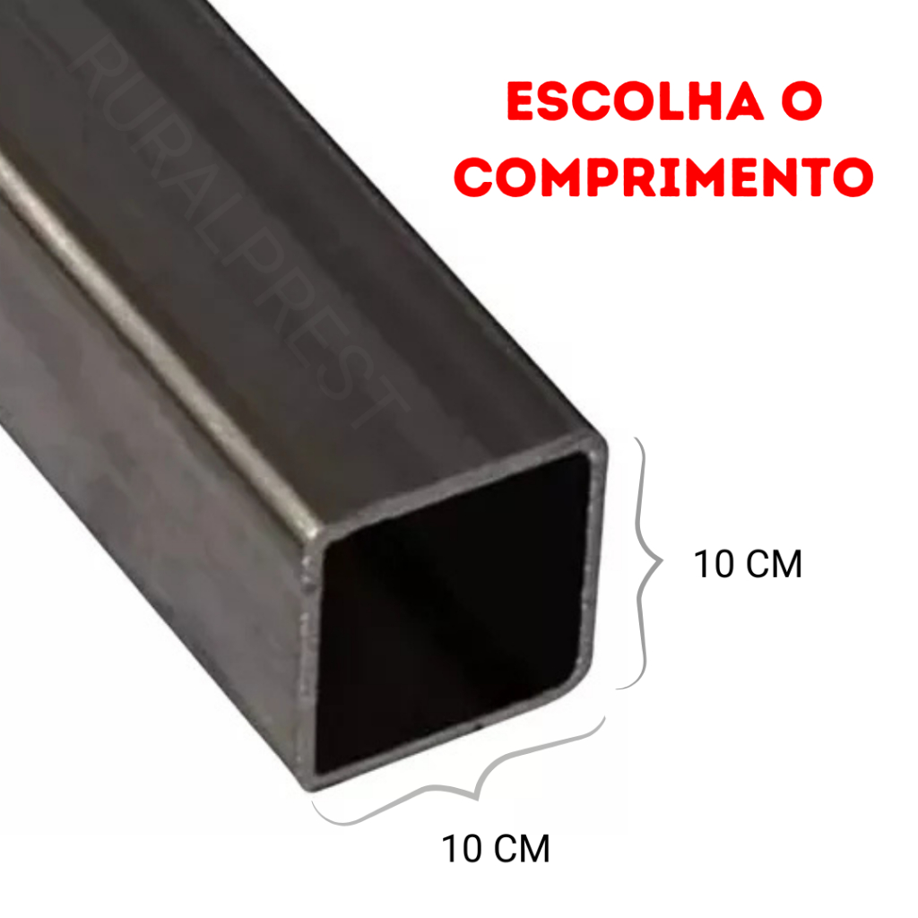 METALON 100X100MM (10X10 CM) - ESCOLHA O COMPRIMENTO - AÇO ESPESSURA 2MM