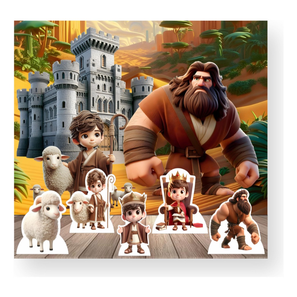 Kit Decoração Festa Infantil Painel Display - Davi E Golias