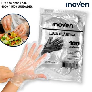 Kit Até 1500 Luvas Plásticas Descartáveis Multiuso Tamanho Único