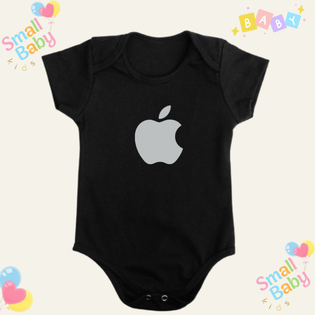 Body Bebe infantil Mesversario Aplle Maçã Manga Curta