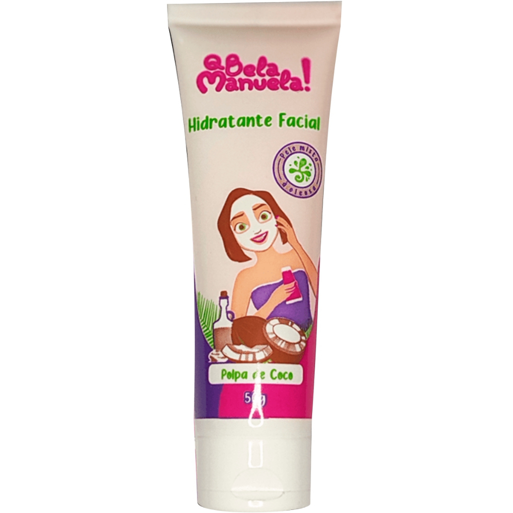 HIDRATANTE FACIAL POLPA DE COCO Q BELA MANUELA PARA TODOS OS TIPOS DE PELE