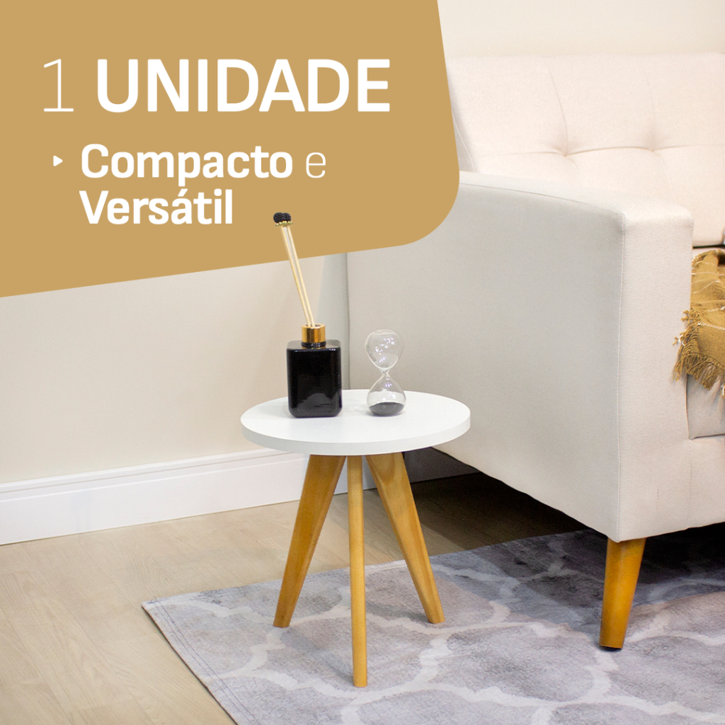 Mesa Pé Palito de Madeira Maciça 40cm – Mesa Lateral, Mesa de Canto – Decoração Funcional e Moderna