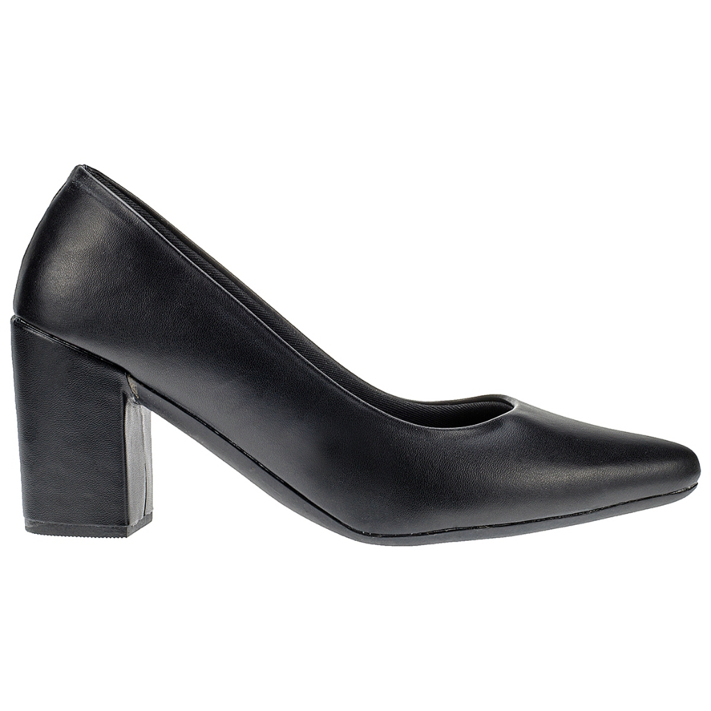 Scarpin Feminino Sapato Social Peep Toe Salto Alto Grosso Altura 7 Cm Moda Confortável Preto Marrom