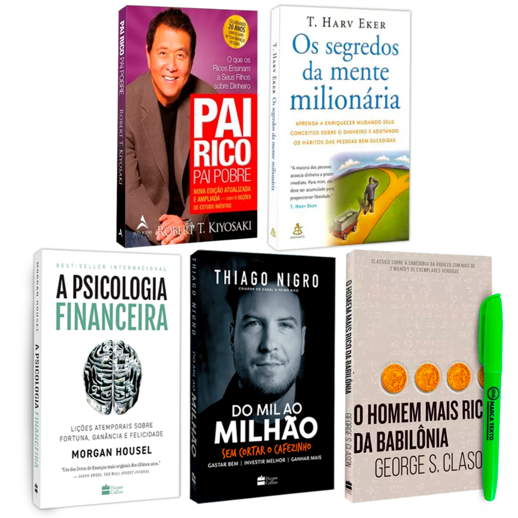 Kit 5 Livros Os Segredos da Mente Milionária + Homem Mais Rico da Babilônia + Pai Rico Pai Pobre... em Oferta na Shopee